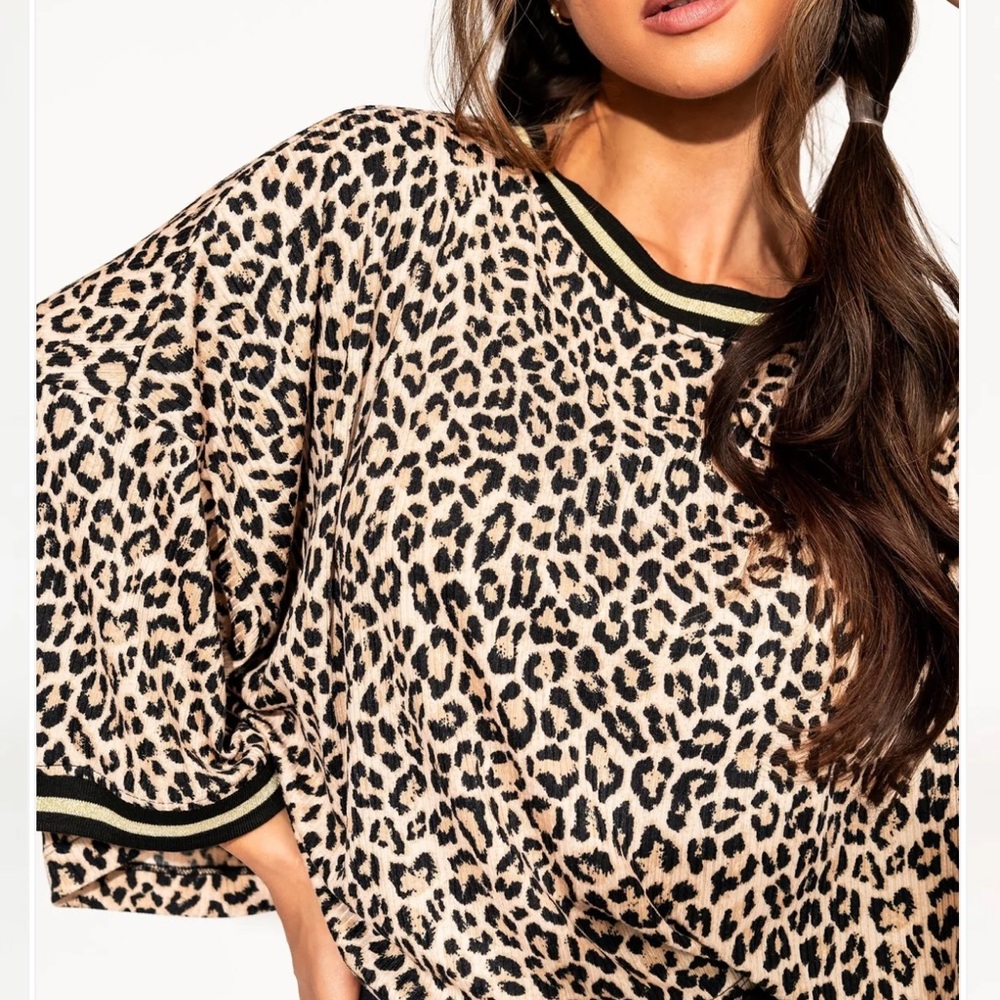 Dressed in LALA Leopard Print Top with Black and Gold Accents 2x/3x